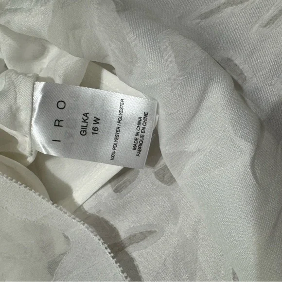 IRO Gilka Burnout Lace-Up Top REVOLVE Size 36/2 Small White Flutter Sleeve - Picture 8 of 10